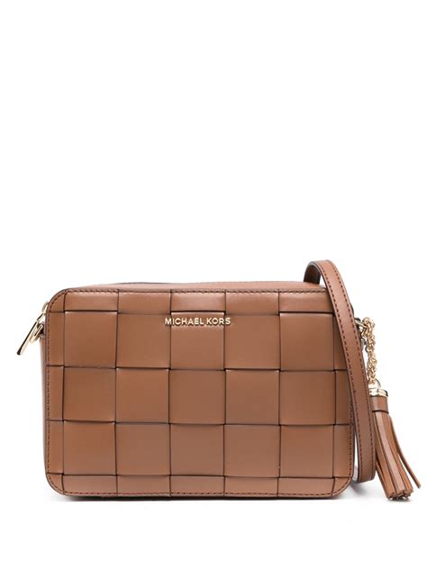 michael kors jet mini leather crossbody|Michael Kors woven handbags.